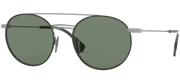 Burberry BE3109 Sunglasses, 53-19-145, 100371 Gunmetal/Matte Green