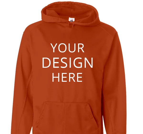 Custom Printed Badger Sports Badger Moisture Management Hooded Sweatshirt, Size: M, Burnt Orange