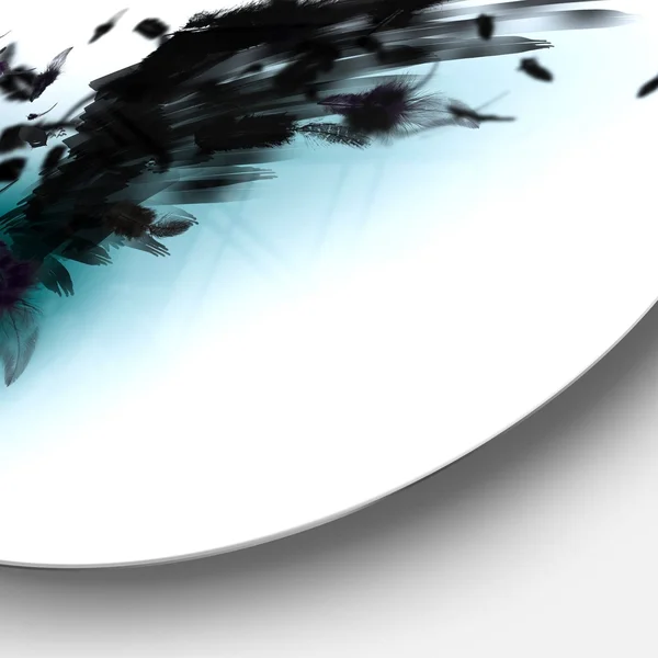 Designart 'Black Wings' Abstract Digital Art Round Metal Wall Art