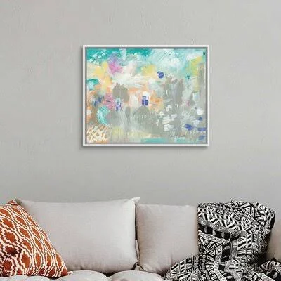 Footprints in The Sand by Kait Roberts - Print on Canvas Wrought Studio Format: White Framed Canvas, Size: 26x22 H x 32x22 W x 1