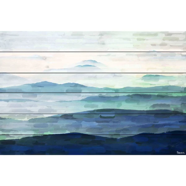 Parvez Taj Mountain Tops Art Print on White Pine Wood