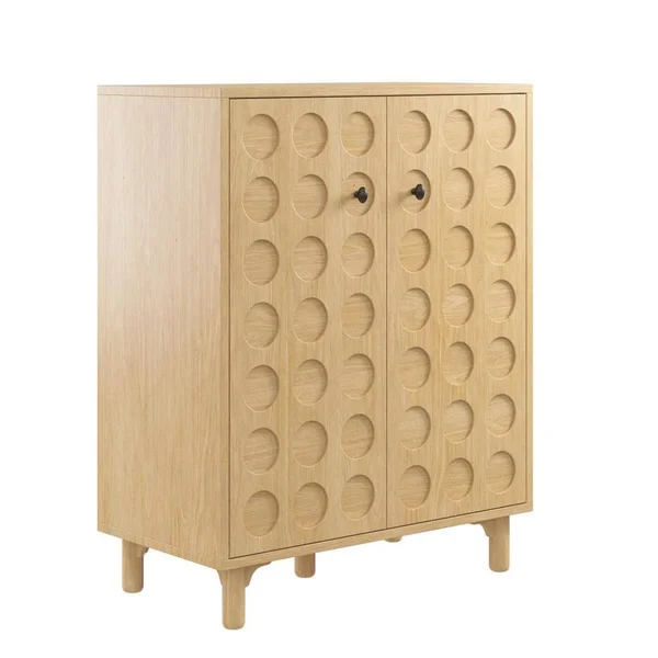 Dorel Living Jovany Light Ash Wood Kitchen Storage Bar Cabinet