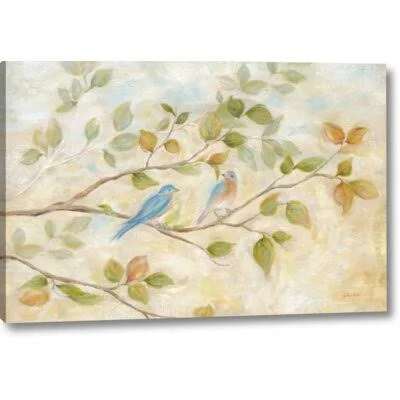 Winston Porter 'Blue Birds Branch' Print on Wrapped Canvas - Beige