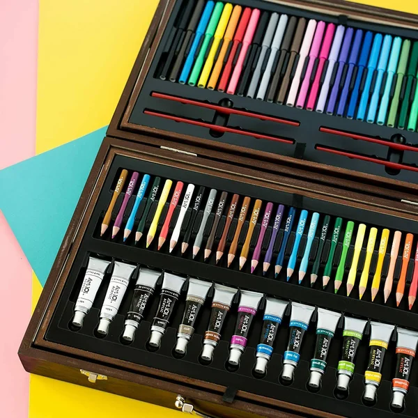 Art 101 Deluxe Artist Set in Wood Case (215 Piece)