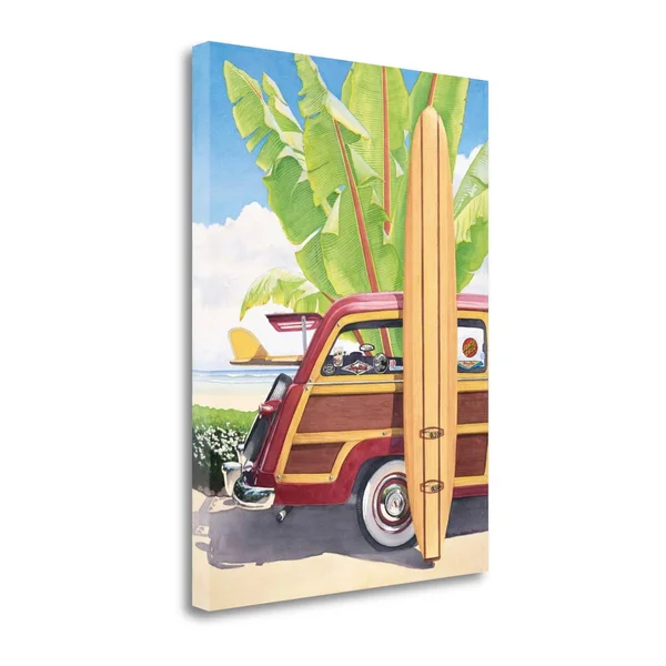Tangletown Fine Art Long Board and Car by Evelyn Jenkins Drew - Giclee Print on Wrap Canvas, 20x26x22