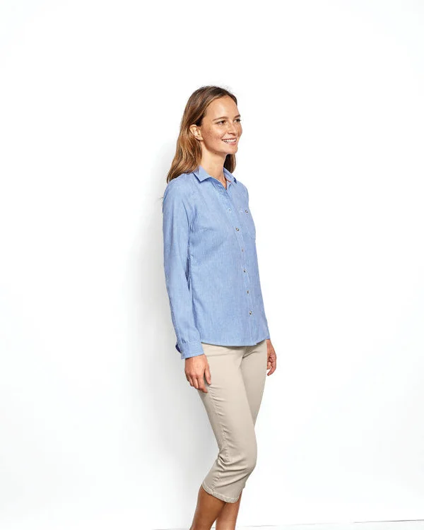 Orvis Women's Tech Chambray Work Shirt - Medium - Medium Blue