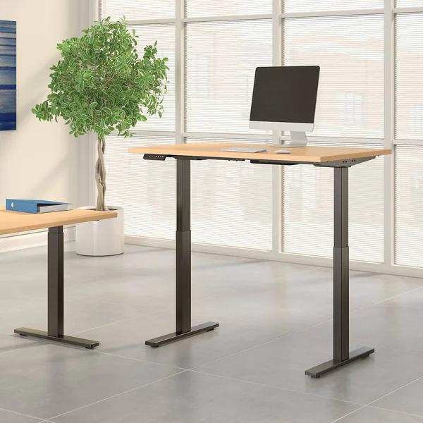 Move 60 Series by Bush Business Furniture 48W x 24d Height Adjustable Standing Desk Modern Hickory - M6S4824MHBK