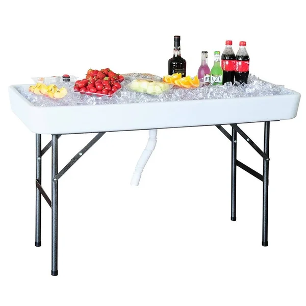 Modern Home 4-Inch Party Ice Bin Table with Skirt (Black), 47.5" x 23.9" x 32.3"