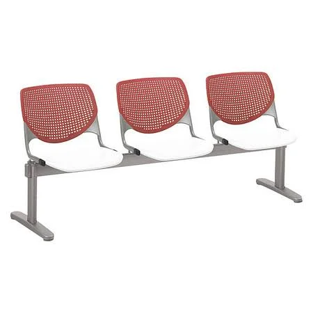 KFI Studios Kool 3 Seat Reception Bench - White SEAT, Coral Back