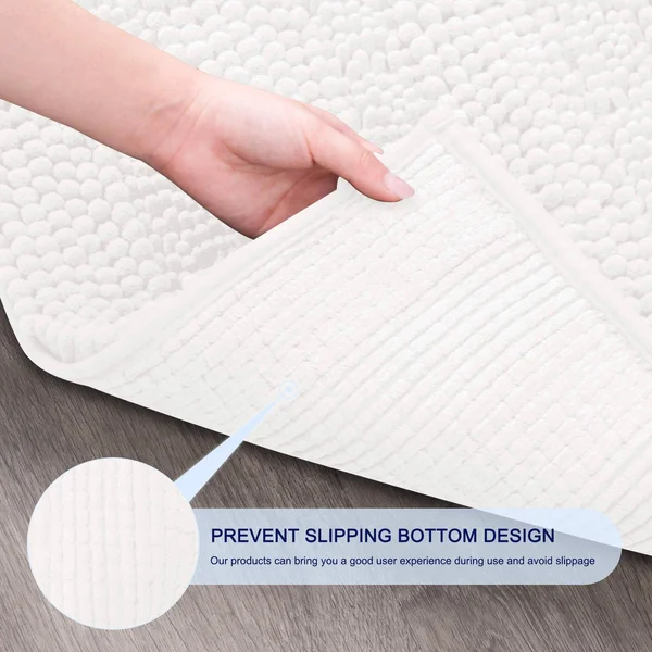Subrtex Non-Slip Bathroom Rugs Chenille Soft Striped Plush Bath Mat - 18x22x48x22 - Grey
