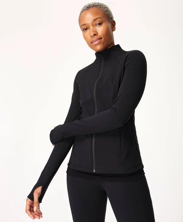 Sweaty Betty Power Workout Zip Through Jacket, Black, Women's Xxs