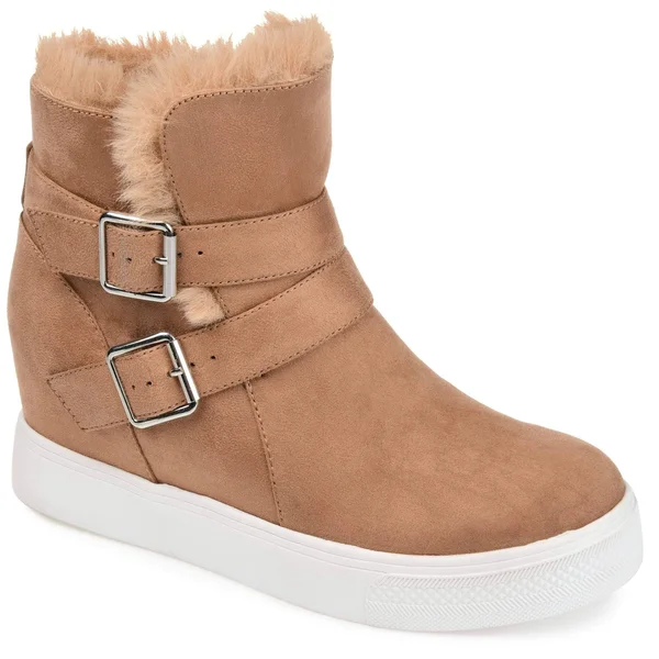 Journee Collection Women's Angelique Wedge Bootie - Tan