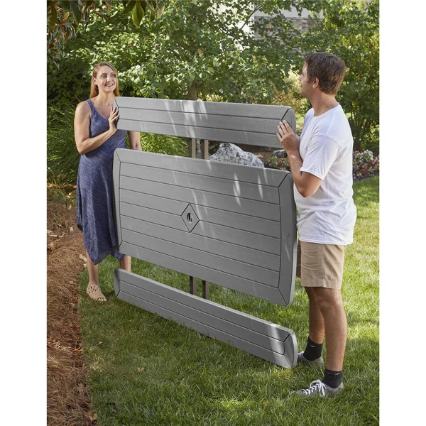 Cosco 6 ft. Dark Gray Wood Grain Folding Picnic Table