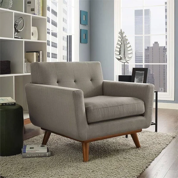 Hawthorne Collections Upholstered Accent Chair in Granite, Gray