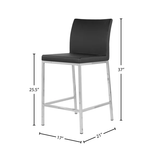 Elite Living Kahlo Leatherette & Stainless Steel Bar Stool (26-inch/ 30-inch) - Charcoal - Counter Height
