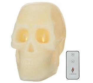 Martha Stewart Wax Skull Flameless FiguralCandle, Ivory