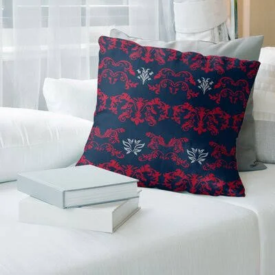 New England Football Baroque Square Pillow Cover East Urban Home Color: Navy/Pink/White - Size: 14x22 x 14