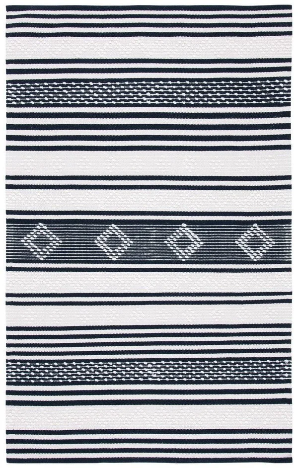 Safavieh Striped Kilim Rug Collection STK511Z - Black, Ivory - 5' x 5' Square