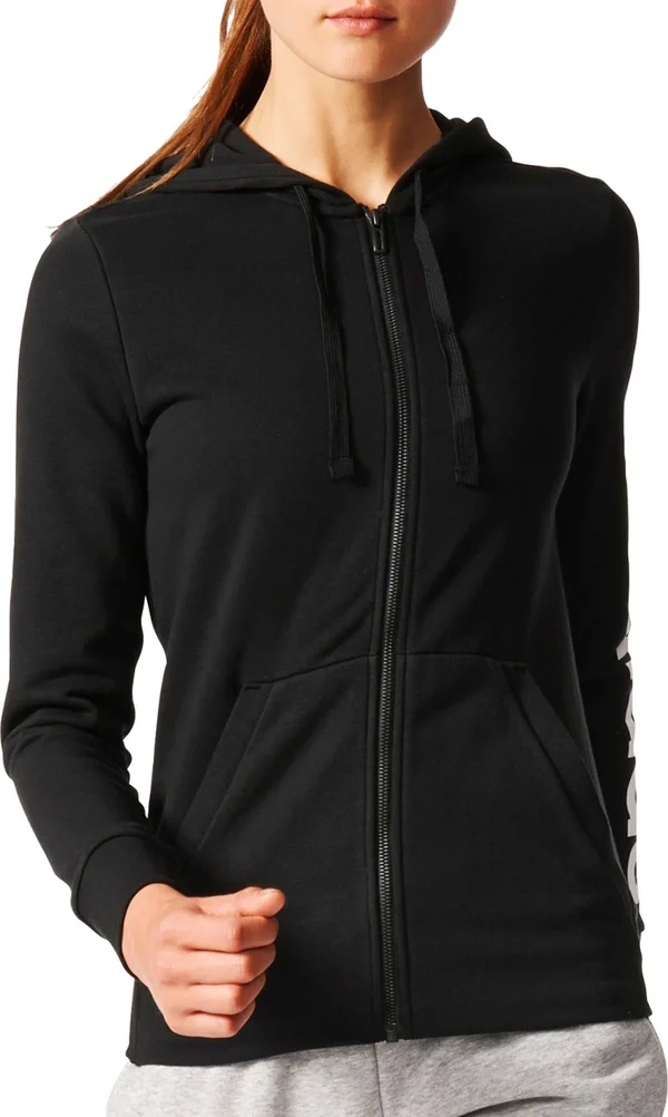 Women's adidas Essential Linear Logo Fz Hoodie, Size: Small, Black