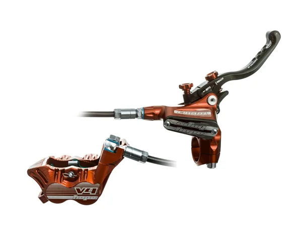 Hope Tech 3 V4 Disc Brake and Lever - Hydraulic, Post Mount Rear, Red