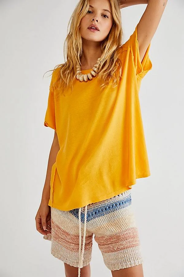 Care FP BF Tee by We The Free at Free People in Golden Pollen - Size: Xs