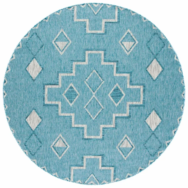 Safavieh 6&-7x22 x 6&-7x22 Round Courtyard CY8533-37121 Aqua - Grey Rug