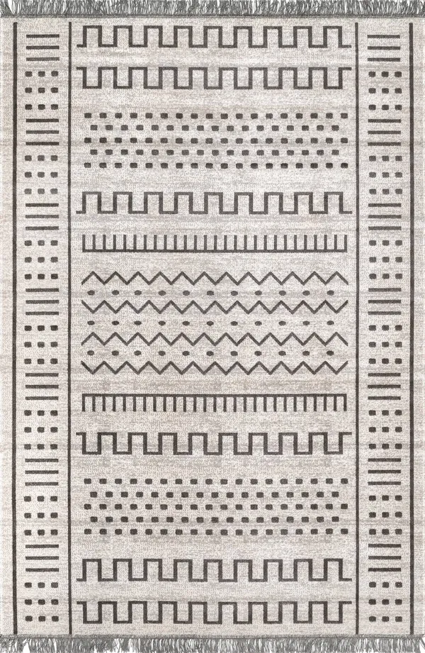 nuLOOM Rugs Outdoor Tribal Cora Light Gray 6& 7x22 x 9& Area Rug
