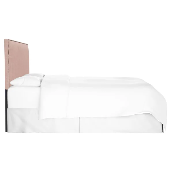 California King Bella Nail Button Border Headboard Rosequartz Linen with Pewter Nailbuttons - Skyline Furniture