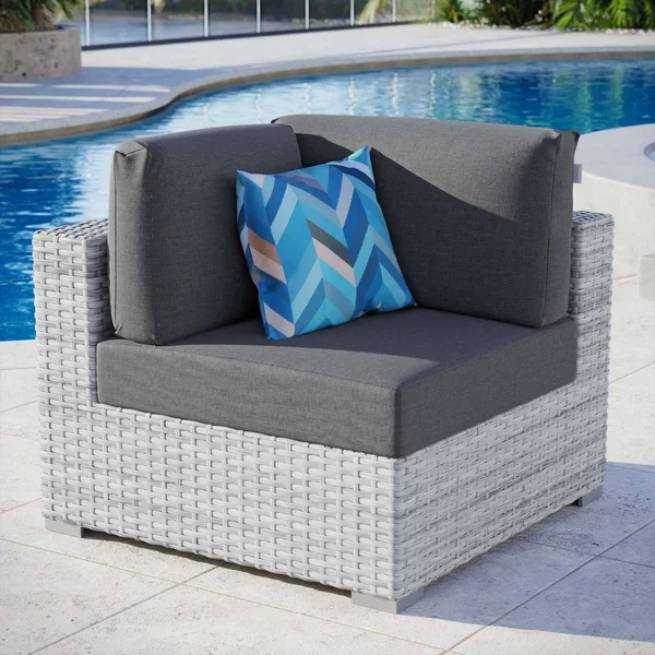 Convene Outdoor Patio Corner Chair Light Gray Charcoal Modway