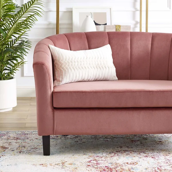 Modway Prospect Channel Tufted Upholstered Velvet Loveseat Light Blue