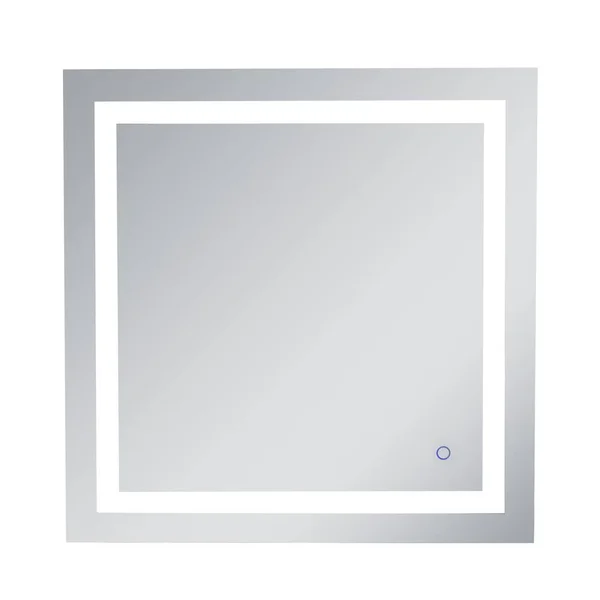 Elegant Furniture Timeless 30 in. W x 30 in. H Framed Rectangular LED Light Bathroom Vanity Mirror in Silver