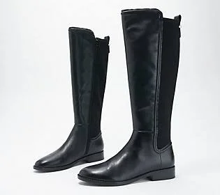 Marc Fisher Leather or Suede Tall Shaft Boots - Shiane - Size 8-1/2 Medium, Black Leather