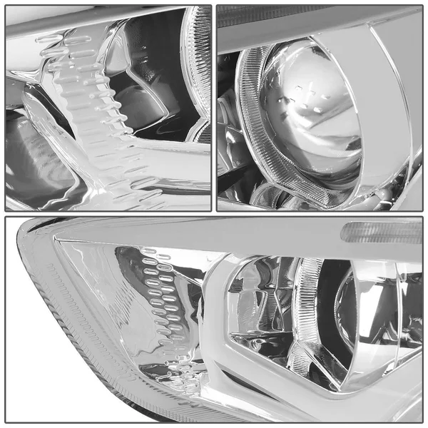 DNA Motoring for 15-17 Ford Focus Dual Halo LED DRL Light Bar+Turn Signal Projector Headlight Chrome Housing Clear Corner Headla