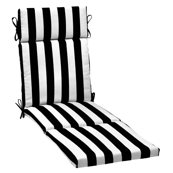 Arden Selections Cabana Stripe Outdoor Chaise Lounge Cushion Black