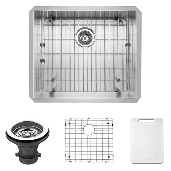 Vigo VG2320CK1 23x22 Undermount Stainless Steel Kitchen Sink - Grid and STRAINER