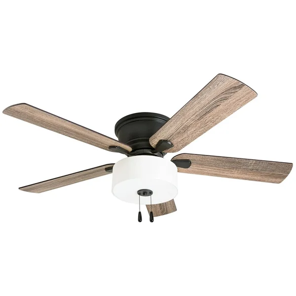 The Gray Barn Rousham 52-Inch Coastal Indoor LED Ceiling Fan with Pull Chains 5 Reversible Blades - 52 - Bronze - Hardwired 3087