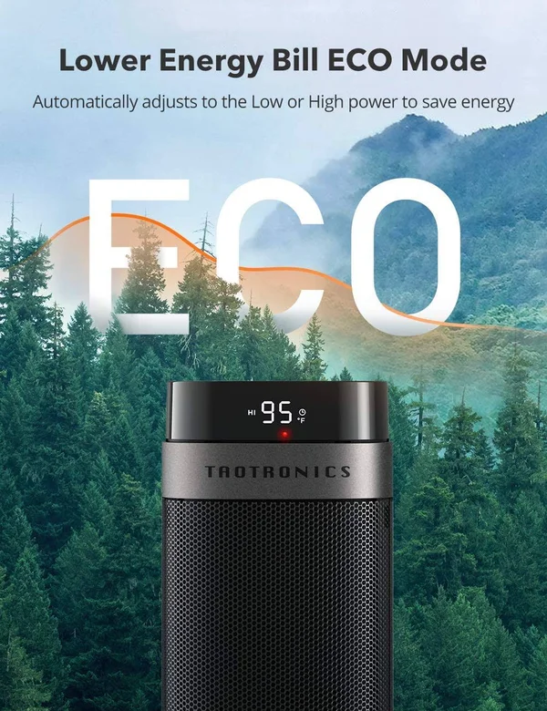 TaoTronics PTC Space Heater - 1500W Fast HEATING Ceramic, 24” High Tower Heater
