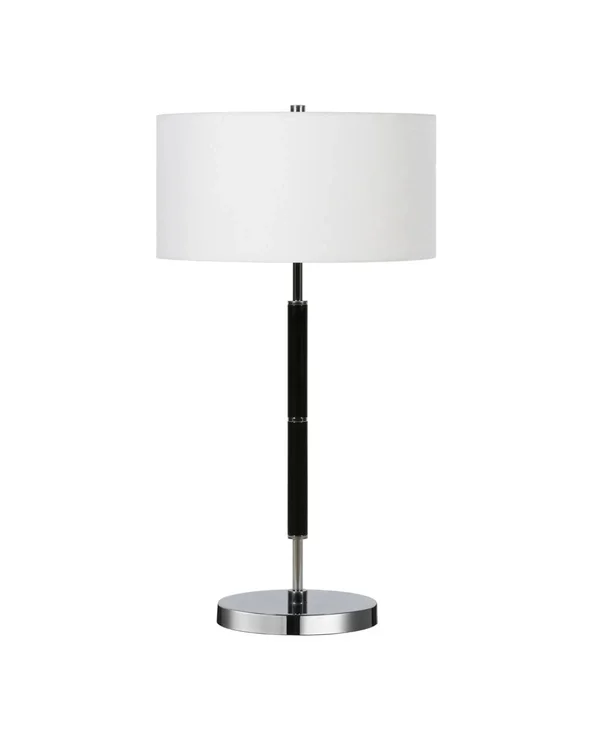 Simone Polished Nickel and Black Table Lamp - Silver