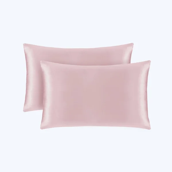 Mommesilk Silk Pillowcases Set of 2 100% Natural Silk Fabric Soft Oeko-Tex Certified Luxurious Silk US Rosy Pink King(20x22x36x2