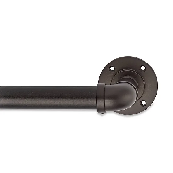Cambria Industrial 72x22 Single Curtain Rod Set in Matte Brown