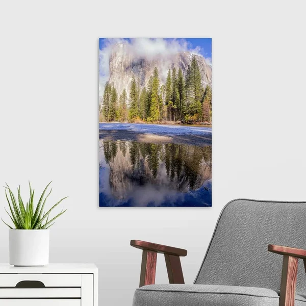 El Capitan with Reflection in Merced River, Yosemite National Park, California, Canvas Wall Art, 16x24, Great Big Canvas