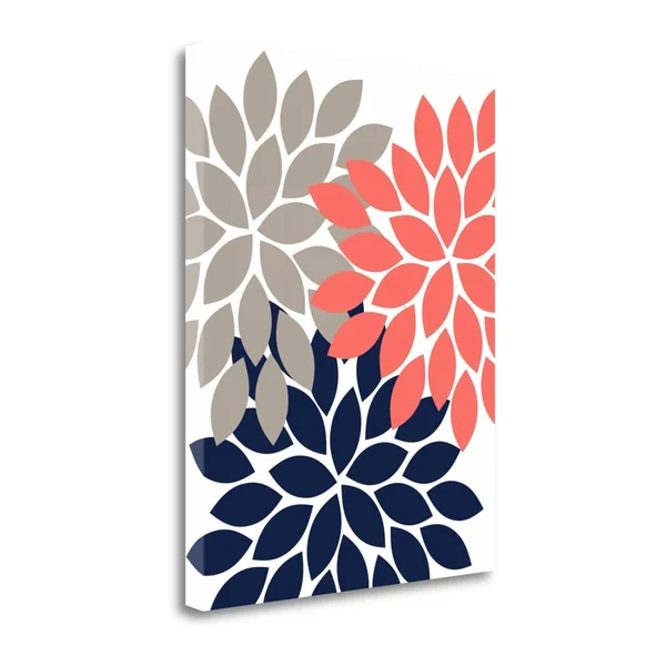 23x22 x 18x22 Trio Flower Burst 20 Giclee Print on Gallery Wrap Canvas