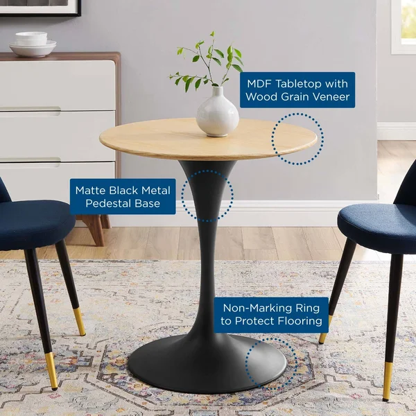 Modway Lippa 28x22 Wood Dining Table EEI-4861, Black Natural