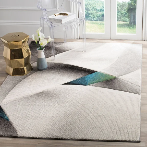 Safavieh Hollywood HLW713D 6&7x22 x 6&7x22 Square Grey, Teal Area Rug