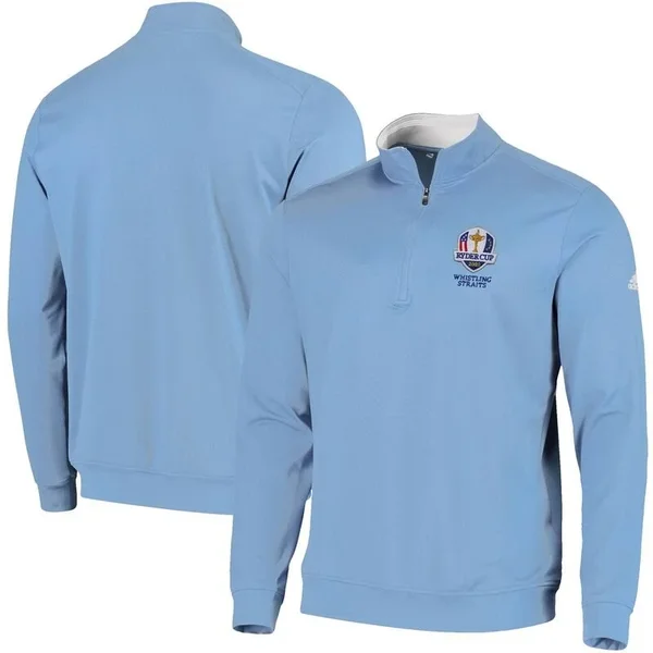 Adidas 2020 Ryder Cup Light Blue Classic Club Quarter-Zip Sweatshirt Size: Small
