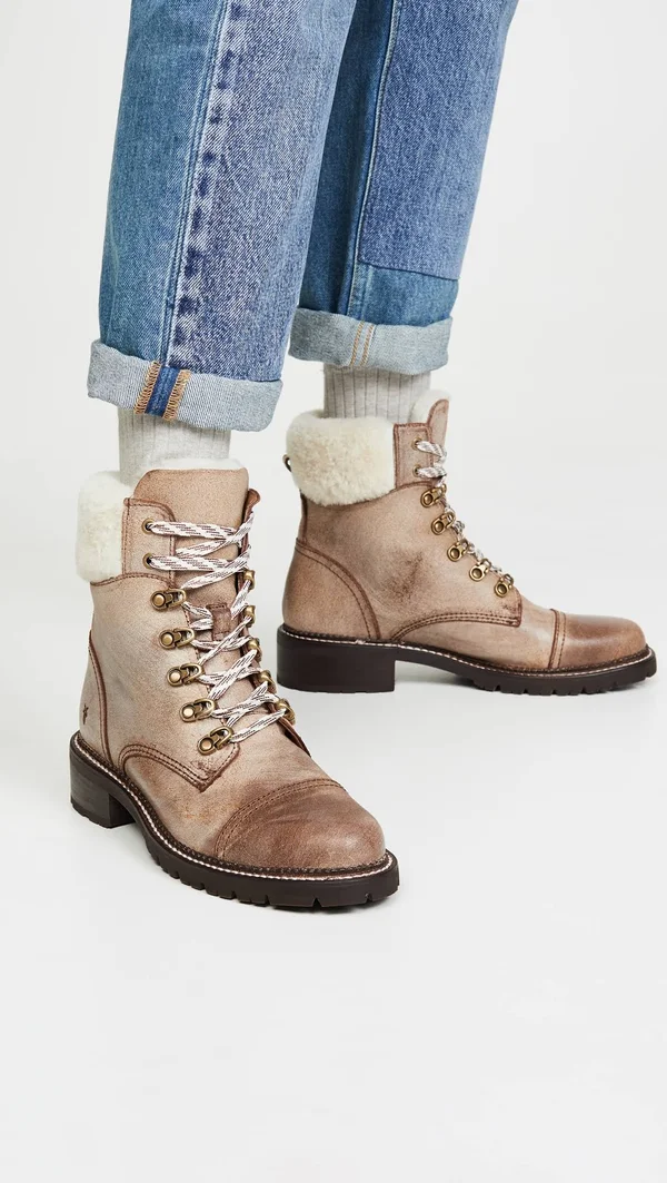 Frye Samantha Hiker Boots Chocolate 6