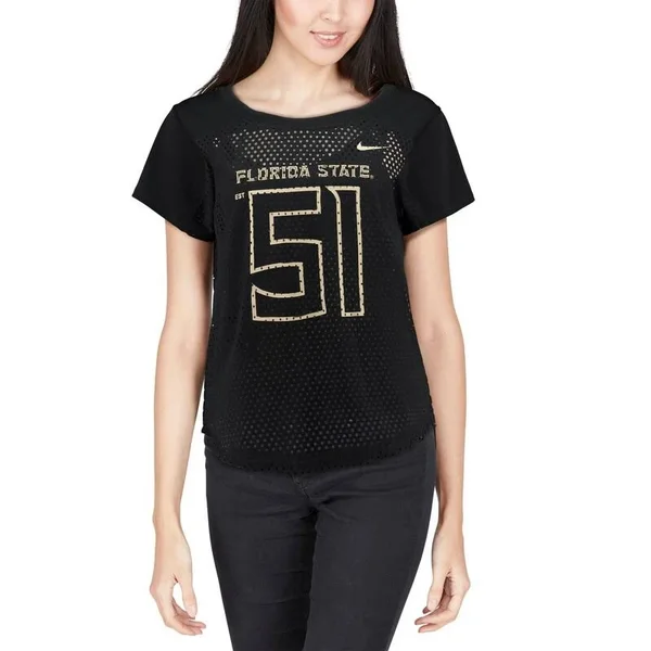 Nike Florida State Seminoles Women's Black Mod Fan Number T-Shirt Size: Small