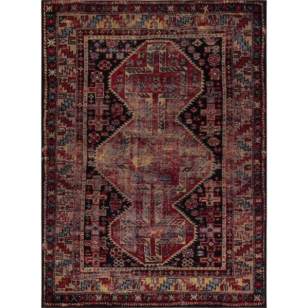 Concord Global 6&7x22 x 9&3x22 Black/Red Diamond Antique Area Rug