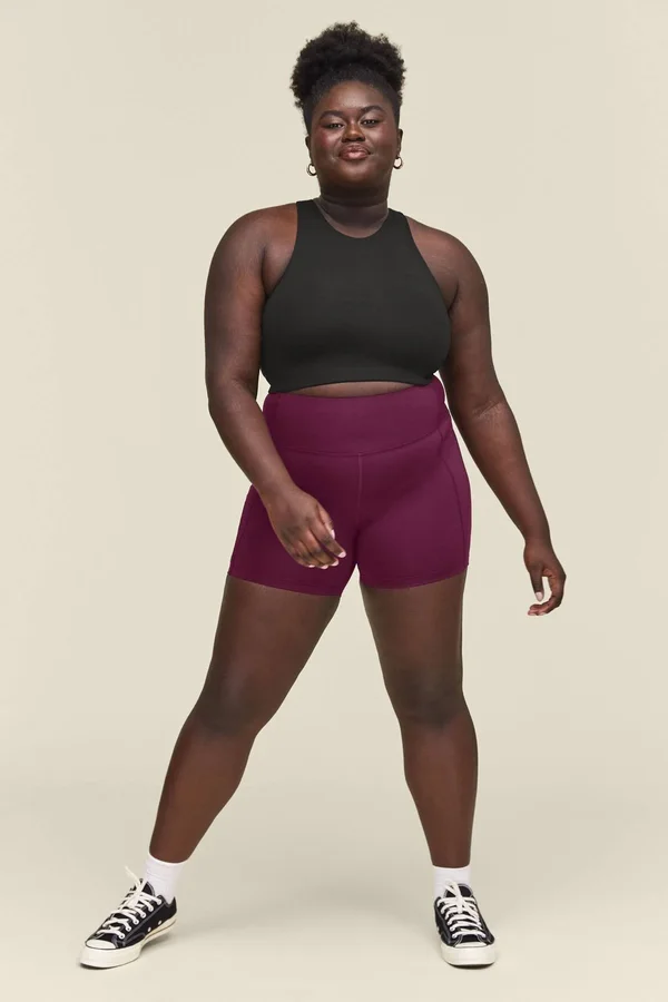 Girlfriend Collective Plum High-Rise Run Short