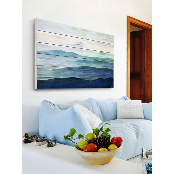 Parvez Taj Mountain Tops Art Print on White Pine Wood